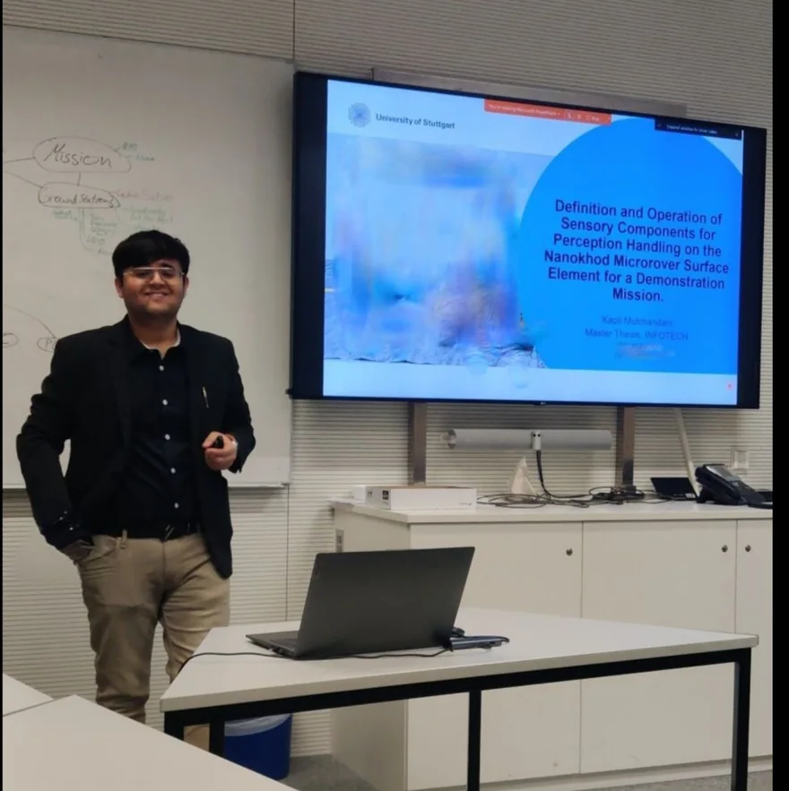 Kapil presenting his master’s thesis at the University of Stuttgart